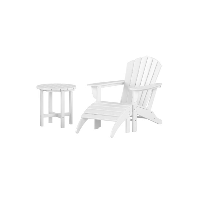 WestinTrends Dylan Patio Lounge Chairs, 3 Pieces Seashell Adirondack Chair with Ottoman and Side