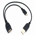thumbnail image 2 of 2 Micro-USB to USB Female OTG Adapter Cable with USB Power Interface Suitable for Electronic Devices with OTG,2 x USB Mini OTG cable,Black, 2 of 6