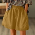 thumbnail image 2 of Ashirexll 2024 Womens Summer Shorts Casual Comfy Drawstring Elastic Waist Shorts with Pockets Beach Lightweight Shorts Yellow A M, 2 of 7