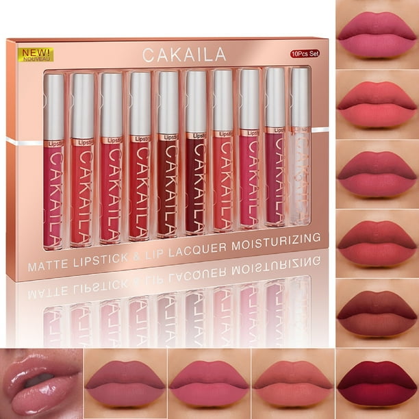 Fiudx Set de Brillo Labial, Labial Mate de Larga Duración, Acético Hidratante Labial Incluido, Color Pigment Sin Manchas, Maquillaje de Uso Diario, Perfecto Fiestas y Bodas, Capacidad 25 Ml.