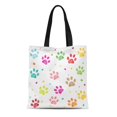 thumbnail image 1 of POGLIP Canvas Tote Bag Pet Colorful Doodle Paw Hearts Dog Pattern Sketch Durable Reusable Shopping Shoulder Grocery Bag, 1 of 1