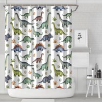 Watercolor Dinosaurs Eggs Plants Pattern Shower Curtain 72"x84" ,Bathroom Decorative Shower Curtains Set with 12 Hooks,Modern Waterproof Washable Shower Curtain