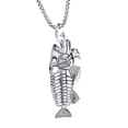 thumbnail image 2 of Fish Bone & Fishing Hook Skeleton Stainless Steel Pendant Surfer Chain Necklace, 2 of 2
