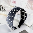 thumbnail image 5 of Limei 2 Pieces Pearls Headband Wide Hair Hoop Velvet Pearls Headband Vintage Twisted Headwear for Girl Woman Hair Accessories, 5 of 7