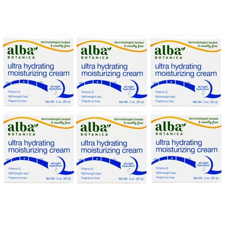 Alba Botanica Ultra Hydrating Moisturizing Cream, with Vitamin E, Fragrance Free, 3 Oz - 6 Pack