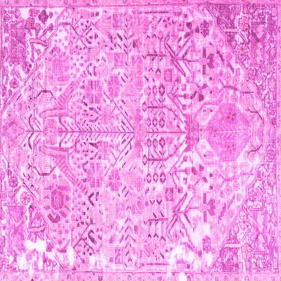 Ahgly Company Indoor Square Persian Pink Traditional Area Rugs, 7' Square