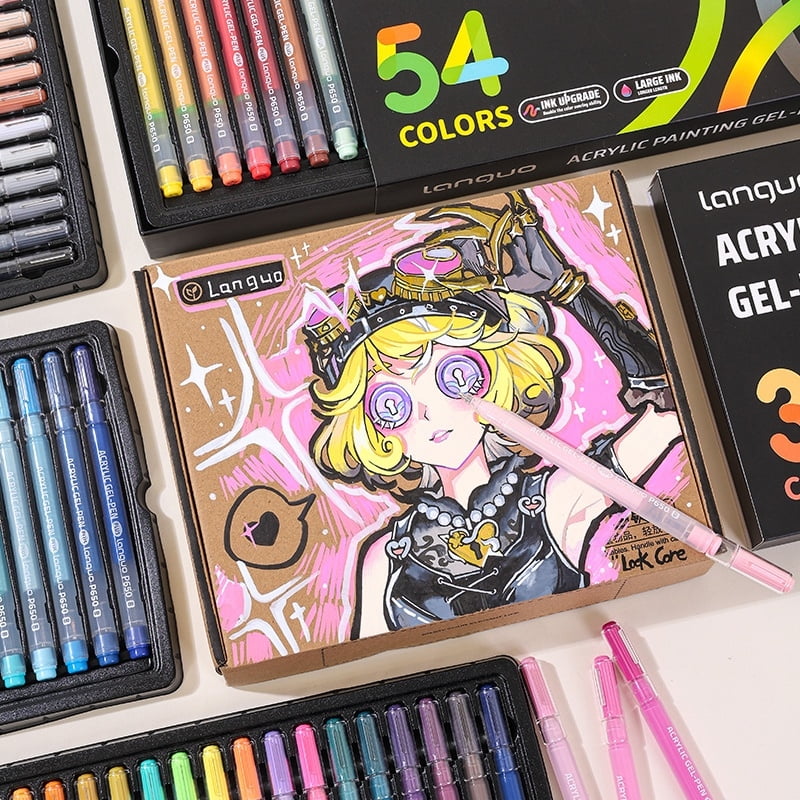 Large Capacity Acrylic Painting Art Gel Pen Plus Version 90 Colors Set for Sketching Drawing Art Supplies Stationery Gift