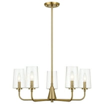 Moderna 5-Light Satin Brass Metal Chandelier with Seeded Glass Shades