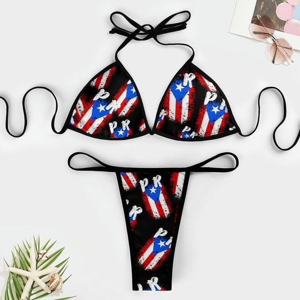 Jupe Portefeuille Drapeau Porto Rico - Couverture Bikini Maillot Bain Femme Taille M - Paréo Plage