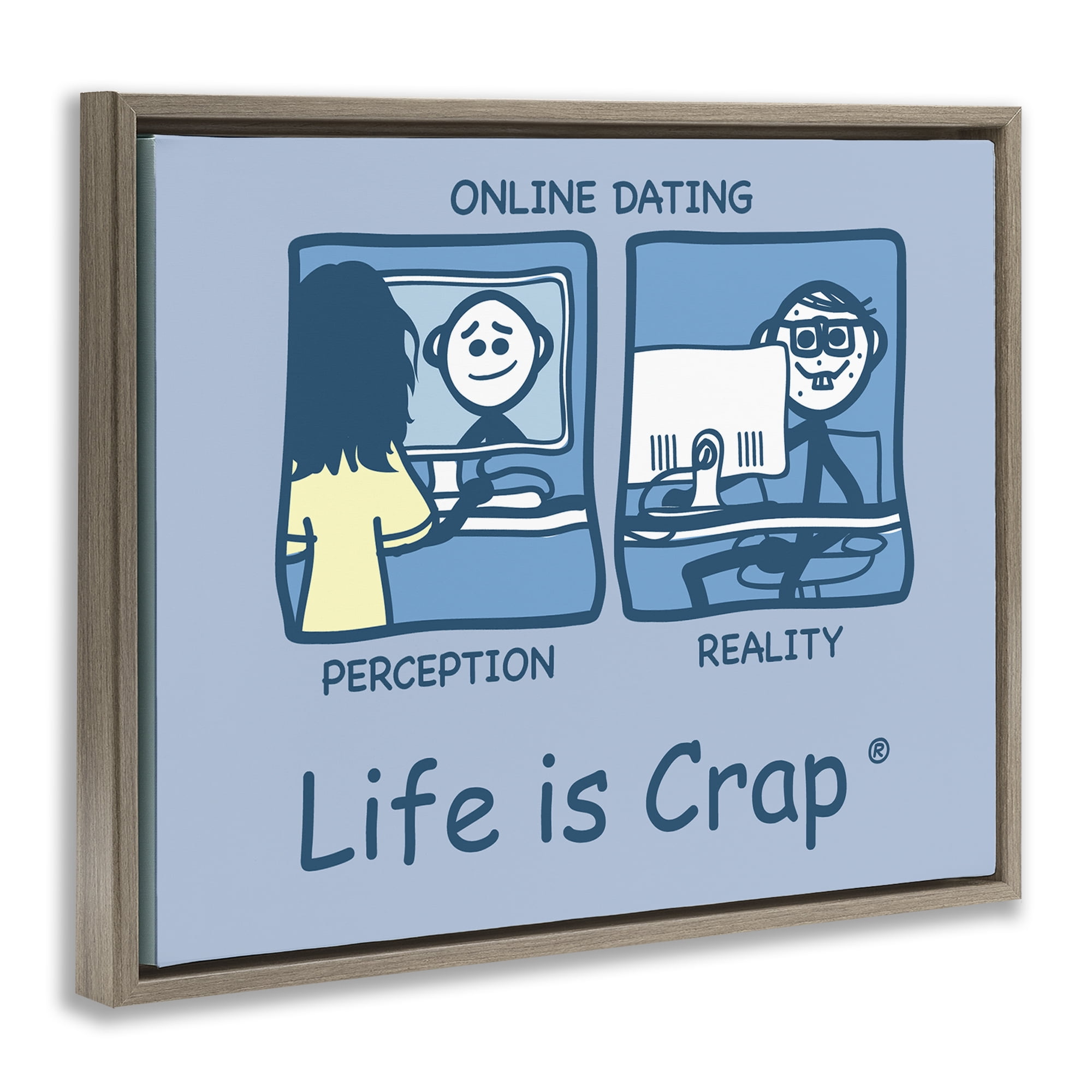 Stupell Industries Perception and Reality Dating Novelty & Humor Painting Brown Floater Framed Canvas Art Print Wall Art, 21 x 17