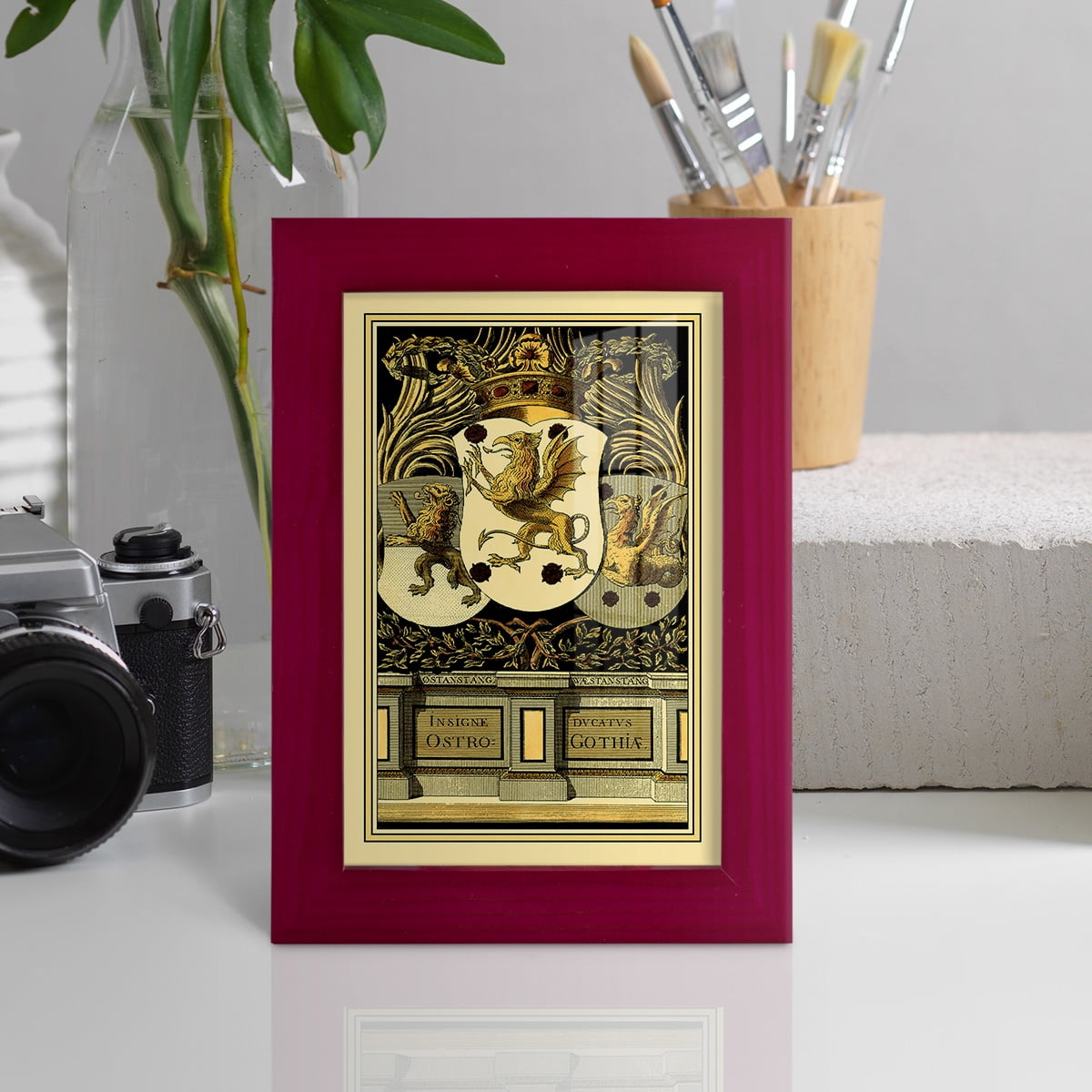 Family Crest II -Framed Print w/glass-Cherry Red