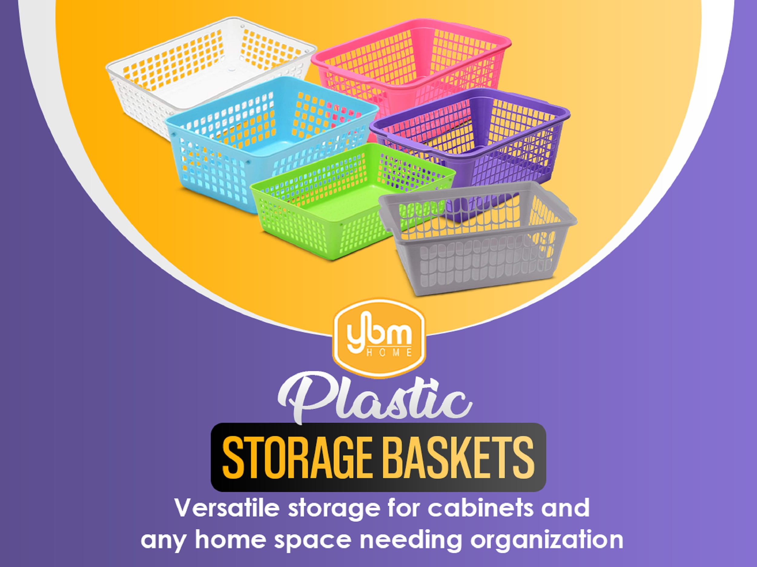 YBM Home Medium Plastic Storage Basket (6 Pack), Clear 9 L x 6 W x 2.25 H