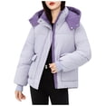 thumbnail image 2 of UPPADA Winter Coats for Women's Warm Puffer Coats Warm Jacket Zip Up Casual Jacket Baggy Short Coats Winter Coat Puffer Jackets with Pockets,Purple,L, 2 of 6