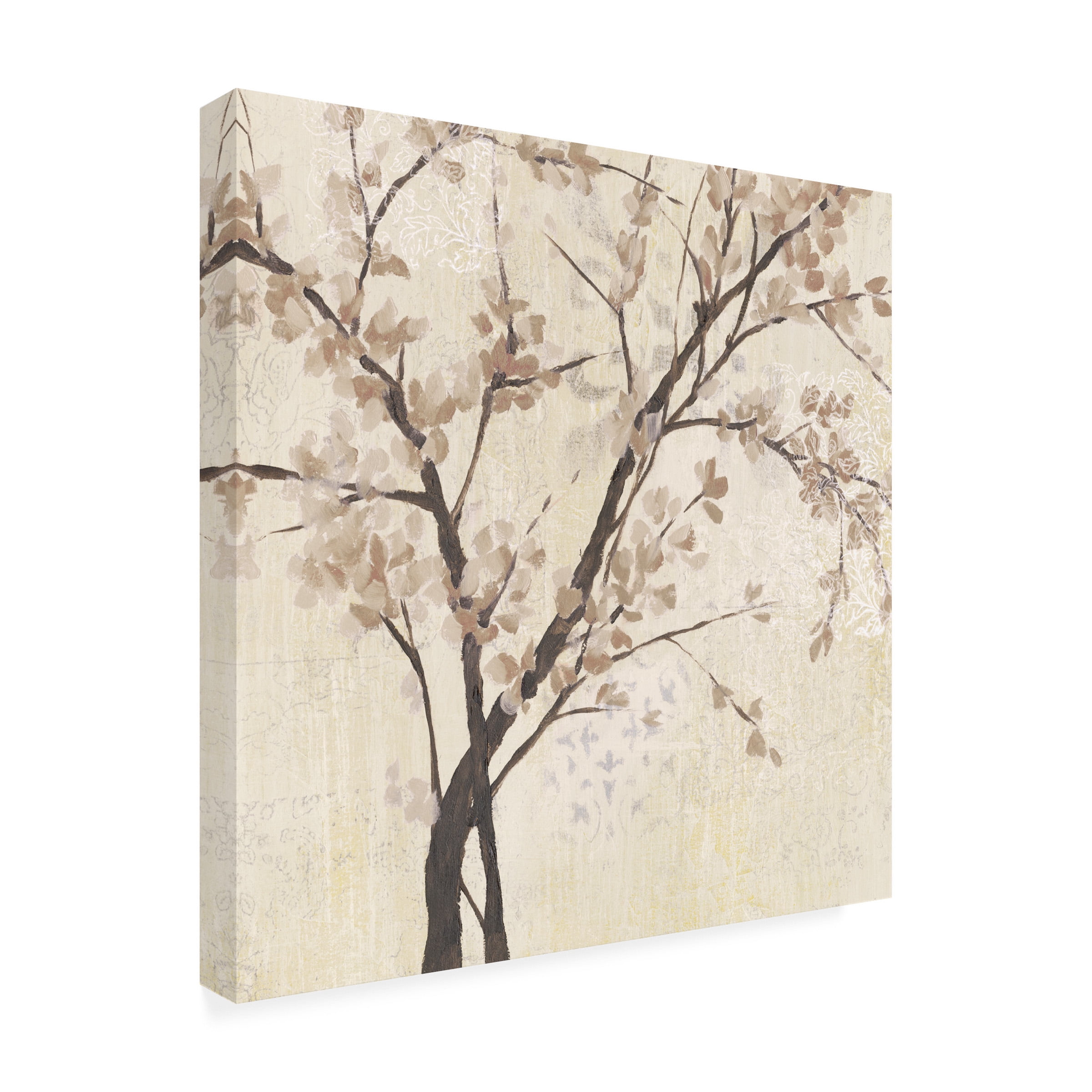Jennifer Goldberger 'Neutral Blossoms on Cream II' Canvas Art