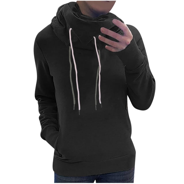 Blusa de manga larga con capucha y cuello alto para mujer Fridja fksj4110