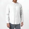 thumbnail image 2 of MIXUE Mens Casual Button Down Shirts Solid Color Spring Autumn Fashion Linen Long Sleeve Stank Breathable Pocket Shirt Tops Daily-Wear,White,XL, 2 of 8