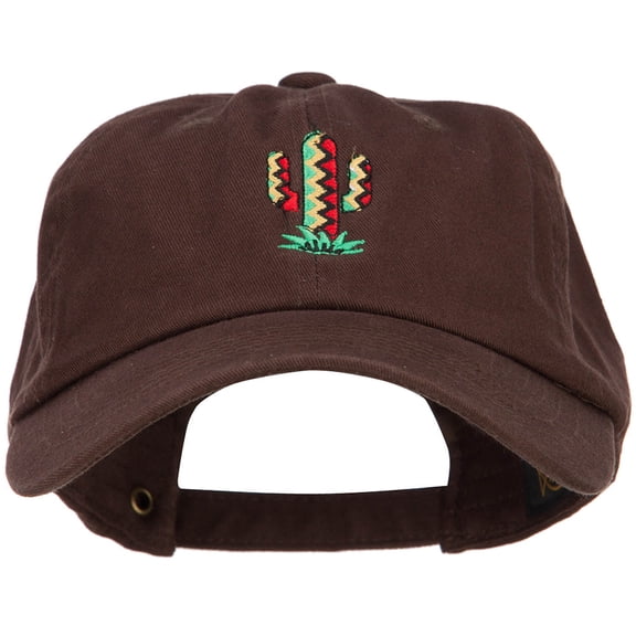 Pattern Cactus Embroidered Unstructured Washed Cap - Brown OSFM