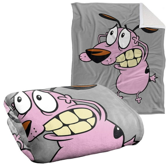 Courage The Cowardly Dog Blanket, Season 1 Cover 50"x60", Silky Touch Sherpa Back Super Soft Throw