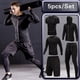 thumbnail image 3 of Conjunto deportivo para correr para hombre, ropa deportiva ajustada, gimnasio, Fitness, ropa deportiva, traje de entrenamiento al aire libre, chándal de compresión, ropa negra, 3 of 5