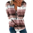 thumbnail image 2 of Lenago Hoodies for Women Tops Fall Long Sleeve Loose Pullover Shirt Dressy Casual Ladies Striped Crewneck Sweatshirts Fall Winter Outfits Clothes, 2 of 5