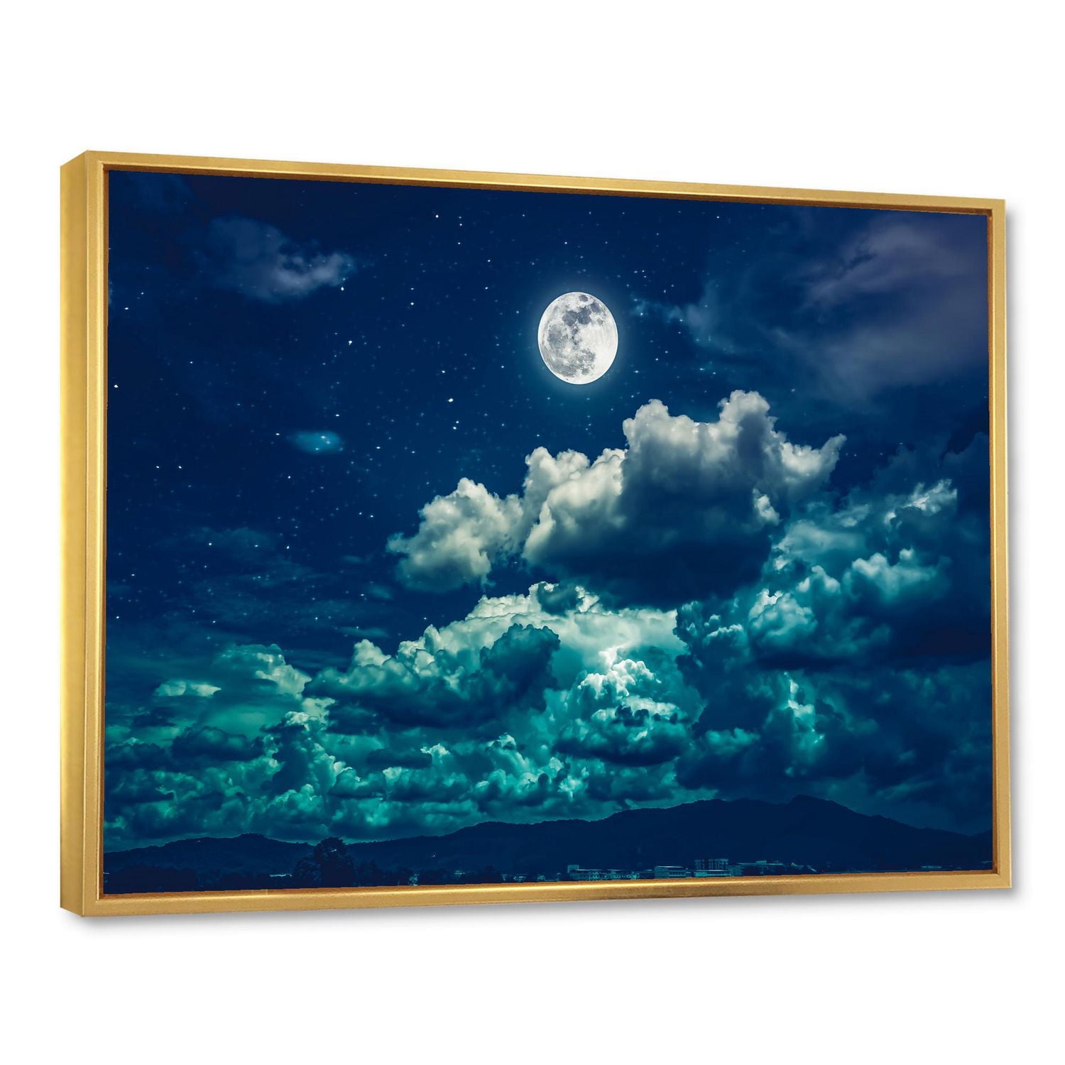 Designart Full Moon In Cloudy Night Sky II FLOAT FRAME WALL ART