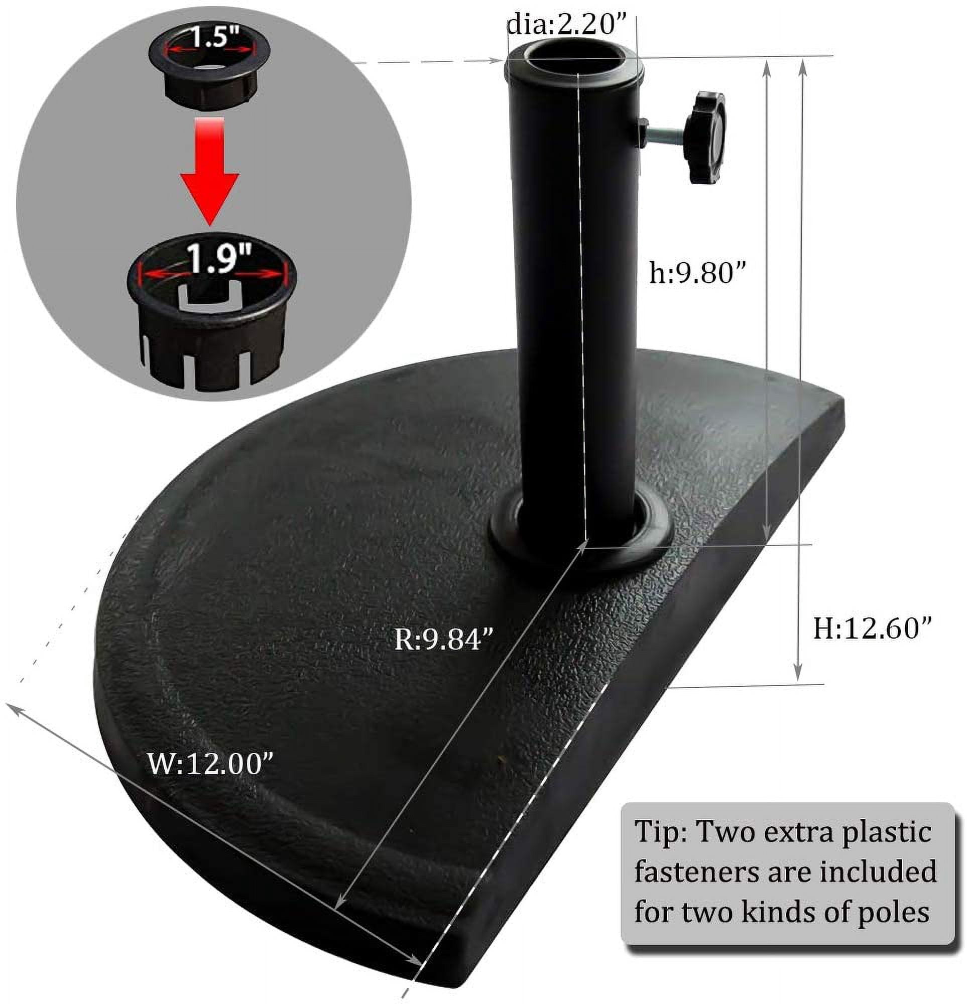Half Round Patio Market Umbrella Base, Heavy-Duty Free Standing Resin Umbrella Stand, 20lb