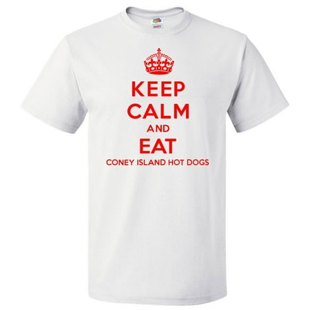 Keep Calm and Eat Coney Island Hot Dogs T shirt Funny Tee