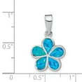 thumbnail image 2 of Beautiful Sterling Silver Rhodium-plated Created Blue Inlay Opal Flower Pendant, 2 of 2