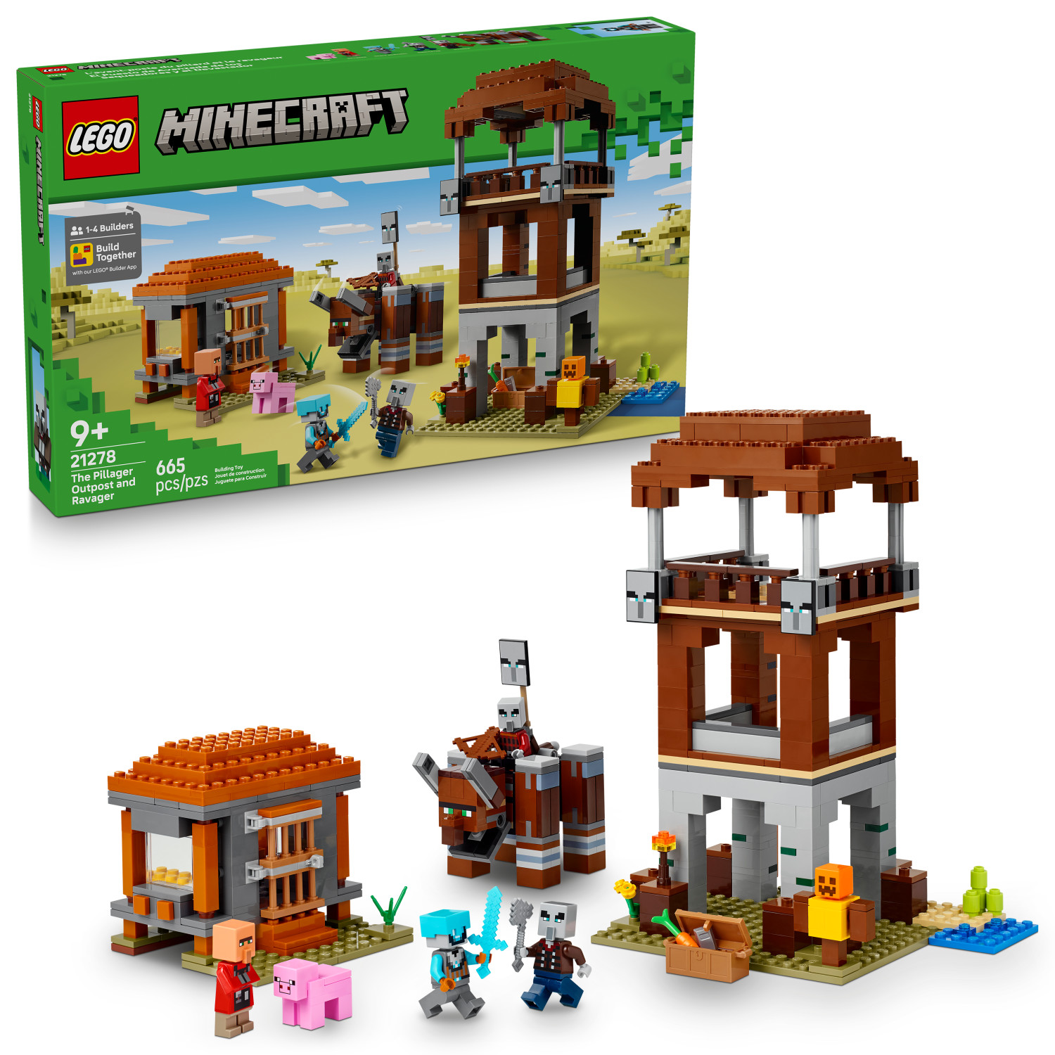 LEGO Minecraft The Pillager Outpost and Ravager Building Toy - Video Game Building Blocks for Kids, Boys & Girls, Ages 9+ - Includes Space Sentinel & 3 Minifigures - Gift Idea for Gamers - 21278