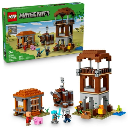 LEGO Minecraft The Pillager Outpost and Ravager Building Toy - Video Game Building Blocks for Kids, Boys & Girls, Ages 9  - Includes Space Sentinel & 3 Minifigures - Gift Idea for Gamers - 21278