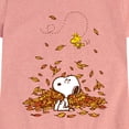 thumbnail image 3 of Peanuts - Snoopy & Woodstock Leaves - Youth Girls Fitted Short Sleeve T-Shirt, 3 of 6