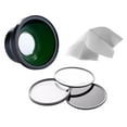 thumbnail image 1 of 58mm 0.43x Super Wide Angle Lens With Macro (Wider Alternative To Sony VCL-0752H) + 52mm 3 Piece Filter Kit, Includes Ultraviolet, Polarizer & FLD + Nwv Direct Micro Fiber Cloth + Ring 52-58mm, 1 of 1