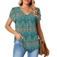 thumbnail image 4 of ICHUANYI Clearance Women's Casual Sleeve Tops V-Neck Short Sleeve T- Cute Printed Summer Loose Blouses Tops(Mint Green, M) ICHUANYI WER2023081002525, 4 of 8