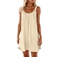 thumbnail image 1 of Vestido holgado con tirantes estilo playa para mujer: vestido de verano ligero y elástico con cuello en V, 1 of 5