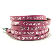 Good Works Serenity Prayer Leather Wrap Around Bracelet– Hot Pink