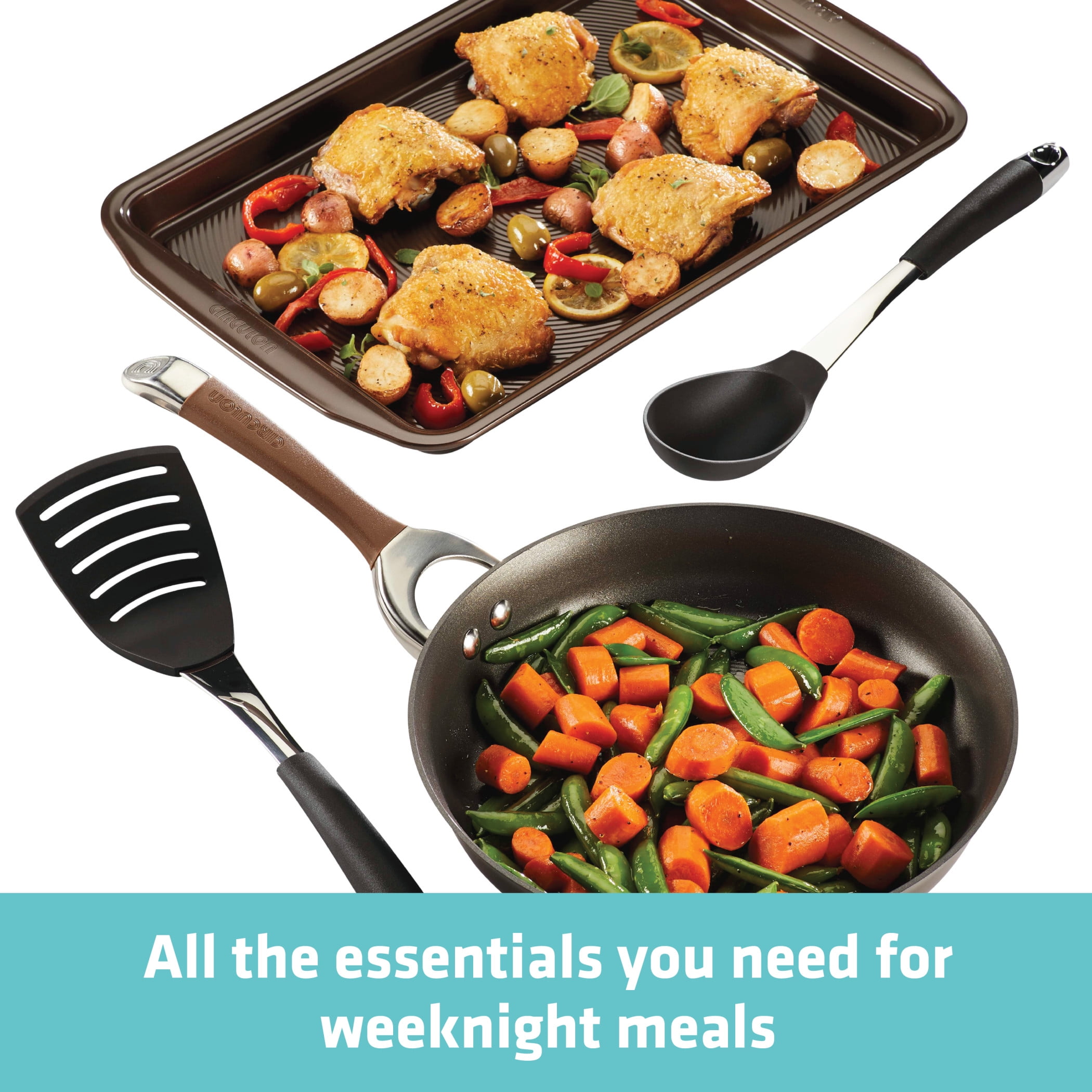 Circulon Symmetry Hard-Anodized Nonstick Weeknight Cookware Induction Pots and Pans Set, 4-Piece, Chocolate