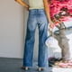 thumbnail image 4 of Pantalones vaqueros de moda informales de cintura media con bolsillos de color liso lavados rectos para mujer Fridja hfkajh99300, 4 of 9