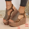 thumbnail image 6 of Rokment Women's Boho Glitter Rhinestones Platform Wedge Dress Sandals 2026 Beach Fashion Sparkly Chunky High Heels Slingback Sandal Casual Dressy Summer Shoes for Bride Wedding Ladies Khaki Size 7, 6 of 6