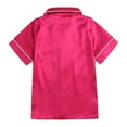 thumbnail image 5 of Kids Girls Red Satin Pajamas Set, Kids Baby Nightwear Button-Down Sleepwear 2 Piece Silky Short Sleeve Pjs for 9M-13T, 5 of 10