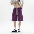 thumbnail image 2 of Durtebeua Mens Athletic Running Shorts, Basketball Gym Workout Shorts for Men with Zippered Pockets Purple ,M, 2 of 5