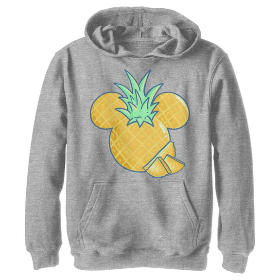 Boy's Mickey & Friends Mickey Mouse Cut Pineapple Silhouette  Pull Over Hoodie Athletic Heather X Large