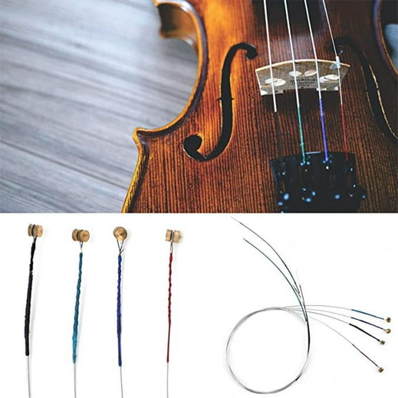 QHUDLV 4Pcs Violin Strings, Size 4/4 and 3/4 String Universal Full Set (G D A E) Violin, Classic Silver Strings Steel Strong Fiddle String for Violin Instrument