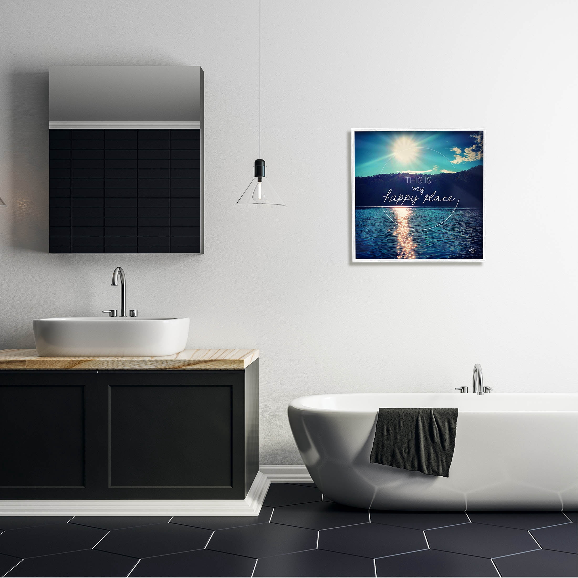 Stupell Industries My Happy Place Lake Scenery Graphic Art White Framed Art Print Wall Art, Design by K. Kaufman