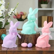 Spring Easter Flocked Sitting Bunny Lavender 9 in Tabletop Decor