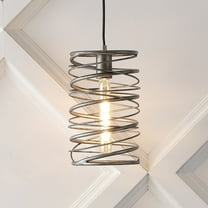 JONATHAN Y Helisa 7.25" 1-Light Modern Contemporary Iron Spiral LED Pendant, Antique Silver