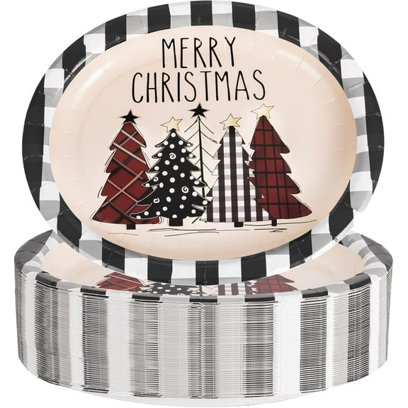 Thanksgiving Paper Plates - Oval Dinner Size Large Disposable Platter Heavy Duty Serving Tray Autumn Fall Harvest Party Supply