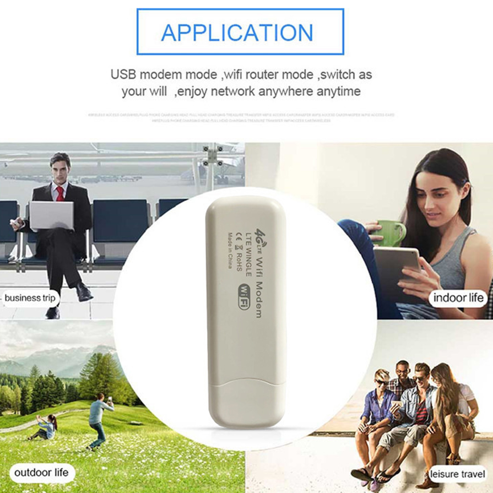 Lomubue Portable WiFi Router 4G LTE Mobile Hotspot Wide-coverage 150Mbps High Speed Wireless USB Network Modem Dongle Computer Accessories