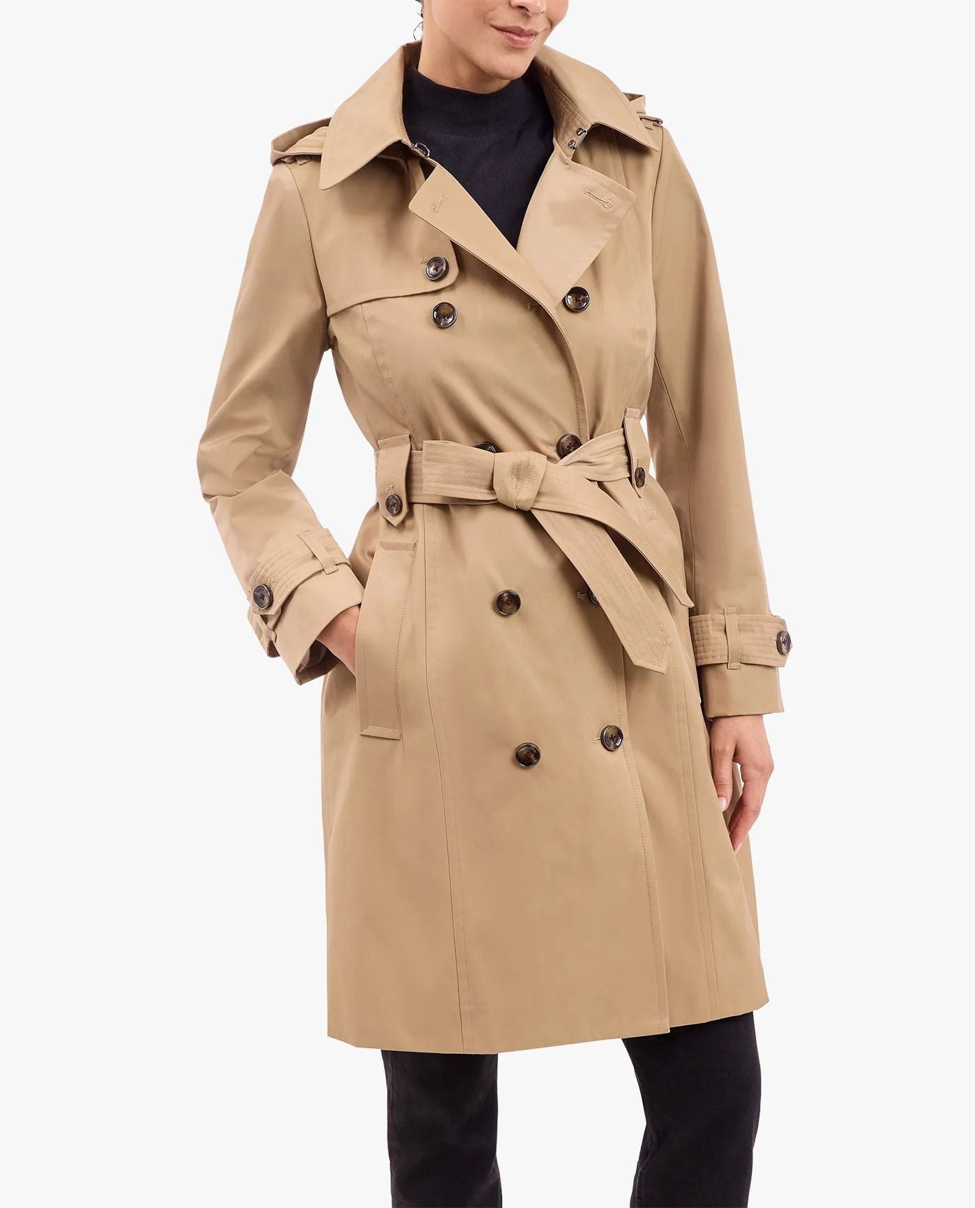 London Fog Womens Size XX-Large Midi-Length Hooded Trench Coat London Fog Womens Size XX-Large Midi-Length Hooded Trench Coat