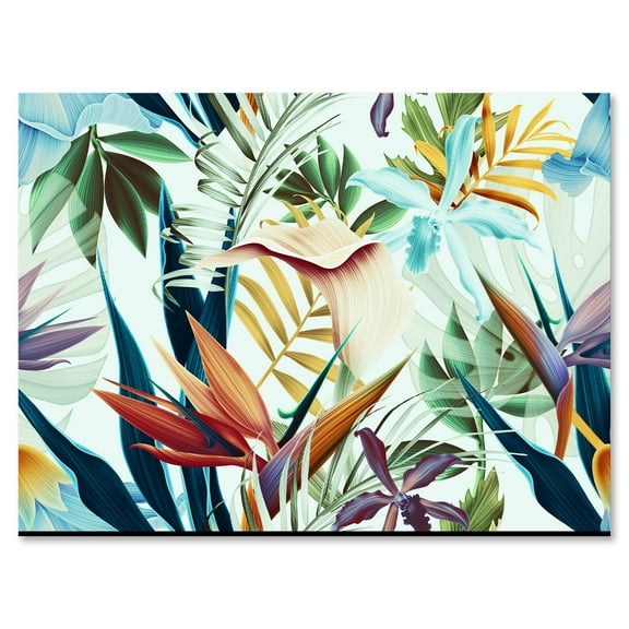 Designart ' VIntage Tropical Flowers I ' Tropical Canvas Wall Art Print