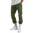 thumbnail image 2 of Baggy Cargo Pants Men Drawstring Athletic Work Joggers with Multi Pockets Loose Fit Casusal Outdoor Hiking Pants Army Green 3XL, 2 of 4